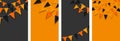Set of Halloween black and orange flag garland