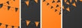 Set of Halloween black and orange flag garland