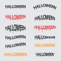 Set of Halloween calligraphy abstract icon.Halloween vector lettering.Happy Halloween Text Banner.Vector illustration Royalty Free Stock Photo