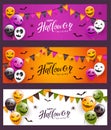 Set of Halloween Banners with Holiday Balloons and Pennants