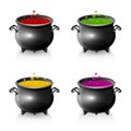 Set of Halloween cauldrons Royalty Free Stock Photo
