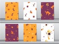 Set of Halloween different seamless patterns,texture,wallpaper, background,cute,Vector illustrations.