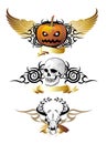 Set of Halloween elements. Tattoo design