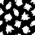 Set of Halloween ghosts on black background Royalty Free Stock Photo