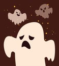 set halloween ghosts with faces worried Royalty Free Stock Photo