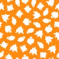 Set of Halloween ghosts on orange background Royalty Free Stock Photo