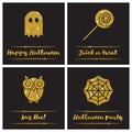 Set of Halloween gold textured icons