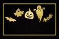Set of Halloween golden neon Halloween symbols