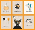 Set of Kawaii Halloween cards Royalty Free Stock Photo