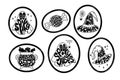 Set of halloween grunge groovy oval stamps