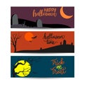 Set of Halloween horizontal banners. Design of the flyer with Halloween sale inscription