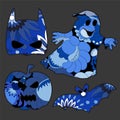 Set of halloween icons with bat, ghost, pumpkin. illustra Royalty Free Stock Photo