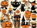 Set of Halloween icons,  design elements for the holiday Royalty Free Stock Photo