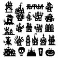 Set of halloween icons. Halloween haunted house isolated on a white background. Vector illustration Royalty Free Stock Photo