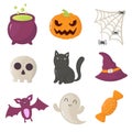 Set of halloween icons. Vector illustration Royalty Free Stock Photo