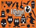 Set of halloween labels and elements. Vector black set illustration template tattoo Royalty Free Stock Photo