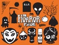 Set of halloween labels and elements. Vector horror funny set illustration template tattoo Royalty Free Stock Photo