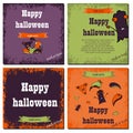 Set of Halloween night backgrounds with cute monsters.Three Halloween banners. Vector. Royalty Free Stock Photo