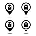 Set of halloween pinpoint sign icon. Horror location. Ghost map pinpoint. Royalty Free Stock Photo