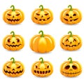 Set of halloween pumpkins collection.