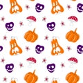 Set of Halloween ribbons and characters. Design elements, logos, badges