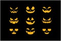 Set of Halloween scary pumpkins. Flat style vector spooky creepy pumpkins Royalty Free Stock Photo