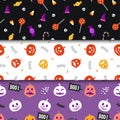 Set of halloween seamless pattern