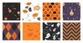 Set of Halloween seamless pattern set for poster, card, banner or background for Trick or Treat Halloween Party. vector Royalty Free Stock Photo