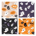 Set of Halloween seamless pattern set for poster, card, banner or background for Trick or Treat Halloween Party. vector Royalty Free Stock Photo