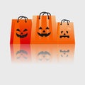 Set of Halloween shopping bags Isolated Logo Vector, black and orange color Royalty Free Stock Photo