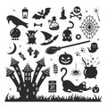 Set of Halloween silhouette elements Royalty Free Stock Photo