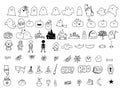 Set of halloween silhouettes black icon and big set Isolated character. Vector Royalty Free Stock Photo