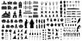 A set of Halloween silhouettes of 200 elements on a white background. Set of icon for celebration. Vector illustration Royalty Free Stock Photo