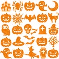 Set of Halloween icons. stamp set. Royalty Free Stock Photo