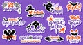 Set of halloween sticker with ghosts, bats and spider webs Royalty Free Stock Photo
