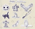 Set of Halloween stickers.