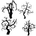 Set of halloween trees on white background,