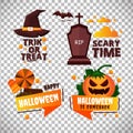 Set of Halloween Vector Character with banner