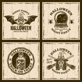 Set of halloween vector emblems in vintage style Royalty Free Stock Photo