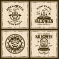 Set of halloween vector vintage emblems or badges Royalty Free Stock Photo