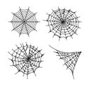 Set of Halloween webs. Horror spider webs for backgrounds. Vector illustration Royalty Free Stock Photo