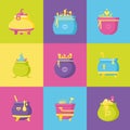 Set of halloween witch cauldron icons Vector