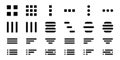Set of hamburger list menu icons. Buttons for website navigation isolated on white background. Mobile application