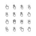 Set of hand click line icon design vector. Royalty Free Stock Photo