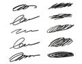 Set of hand doodle signature. Collection of handwriting doodles with pen.