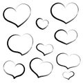 Set hand draw heart in outline. Hearts for wedding, valentine da