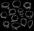 Set Hand draw speech bubbles clouds with sketch chalk effect