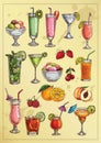 Set of hand drawing alcohol coctails Royalty Free Stock Photo