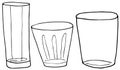 Set of hand drawing alcohol glasses for whiskey, drinks and cocktails. vector doodle illustration.