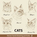 Set of hand drawing cats 2